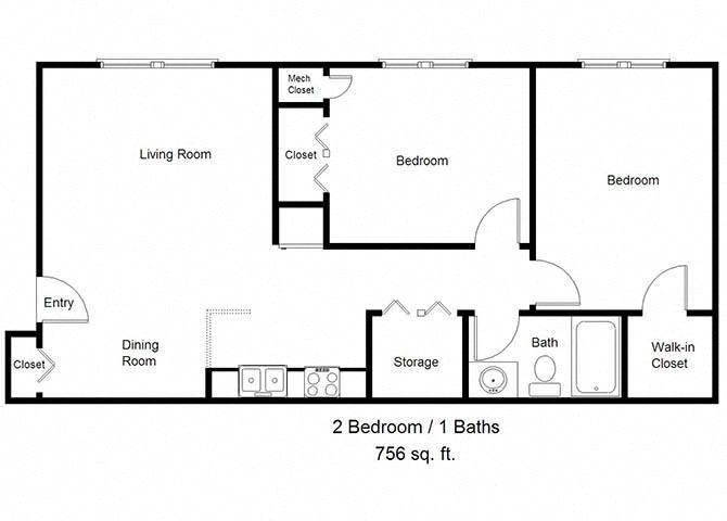 2 Bedroom Floor Plan